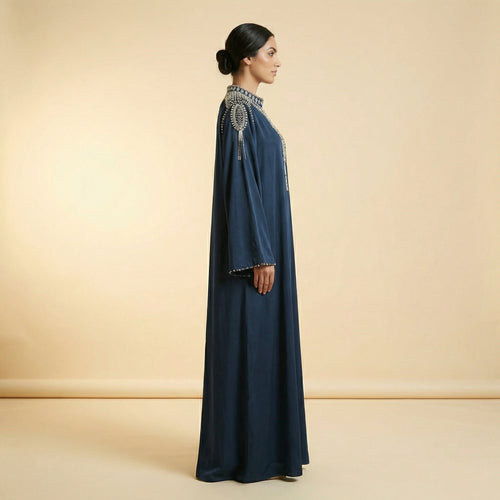 Abaya Bleue Cristaux