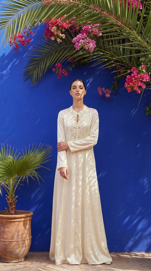 Abaya Beige Perlée