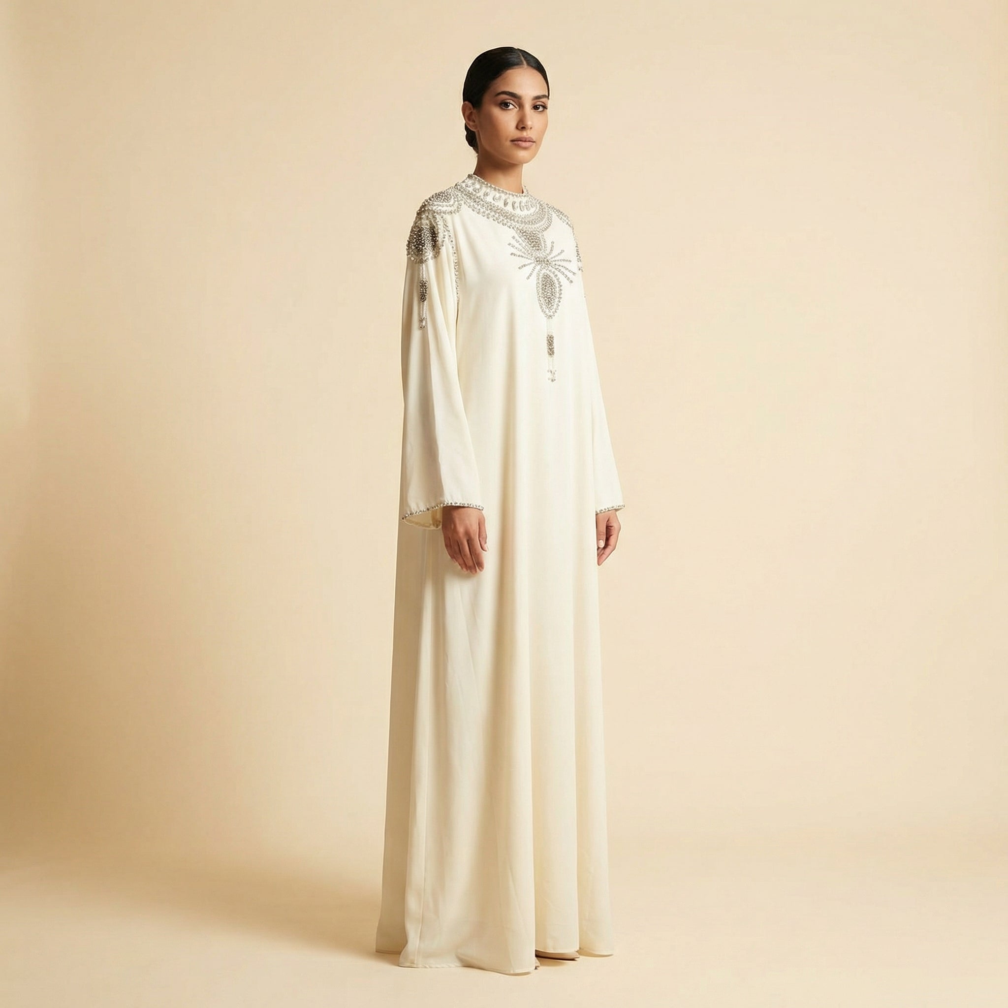 Abaya Blanche Cristaux